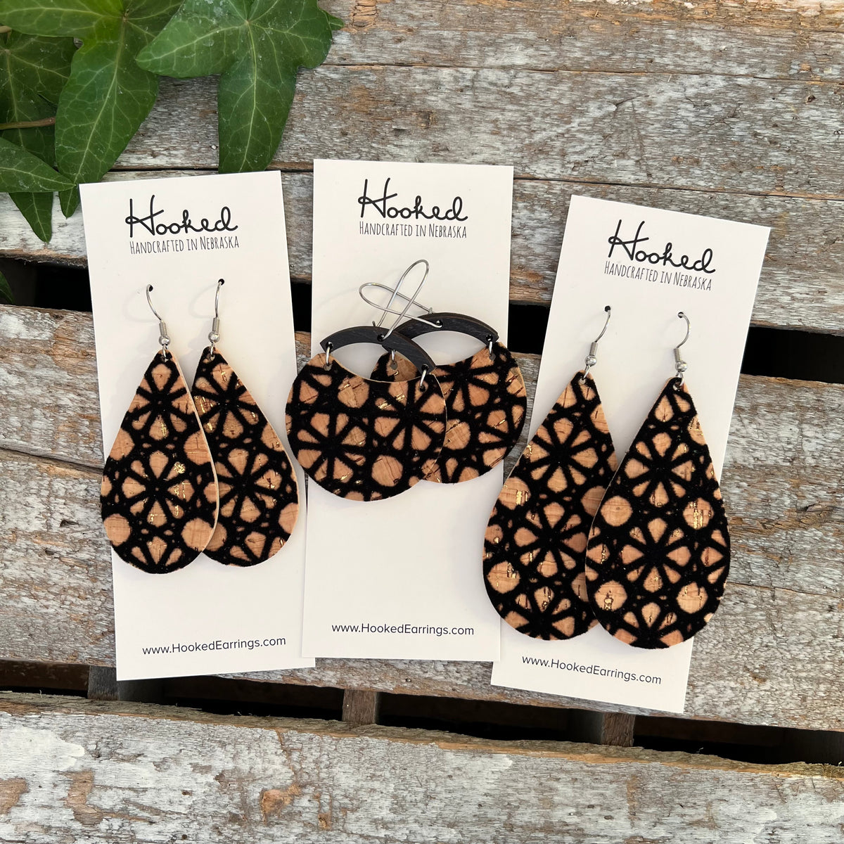 Black Velvet Cork Teardrops - Medium