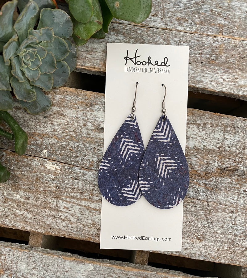 Navy and White Cork Teardrops - Medium