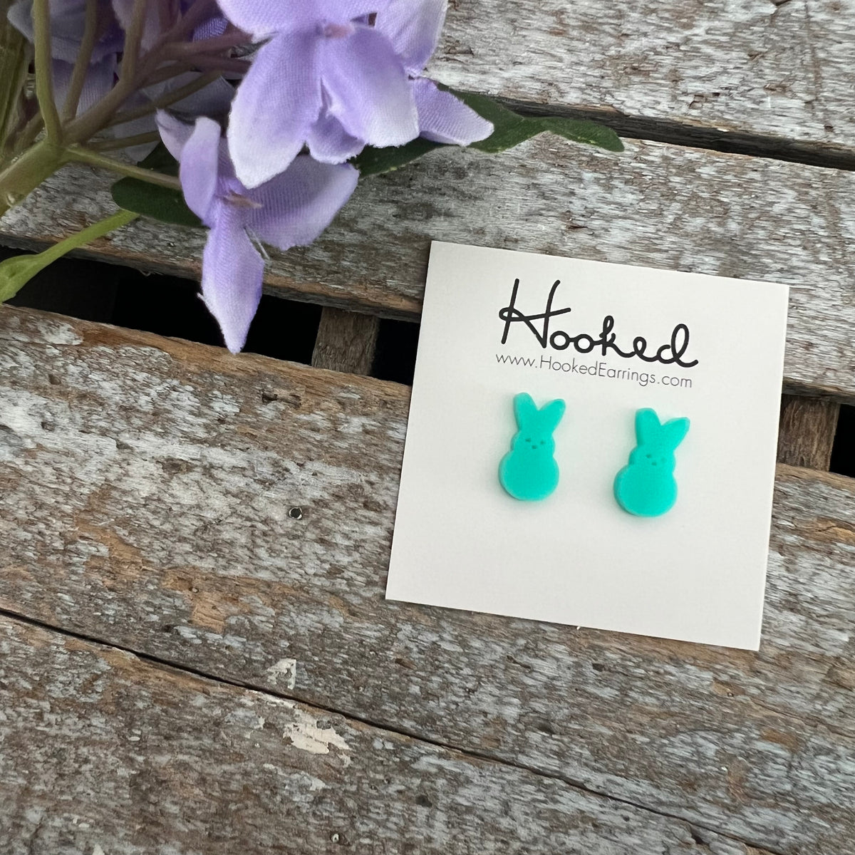 Marshmallow Bunny Studs - Aqua - 8x14mm