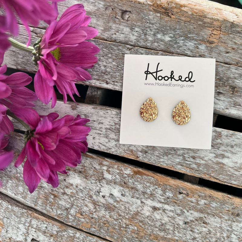 Sparkling Teardrop Studs - Small