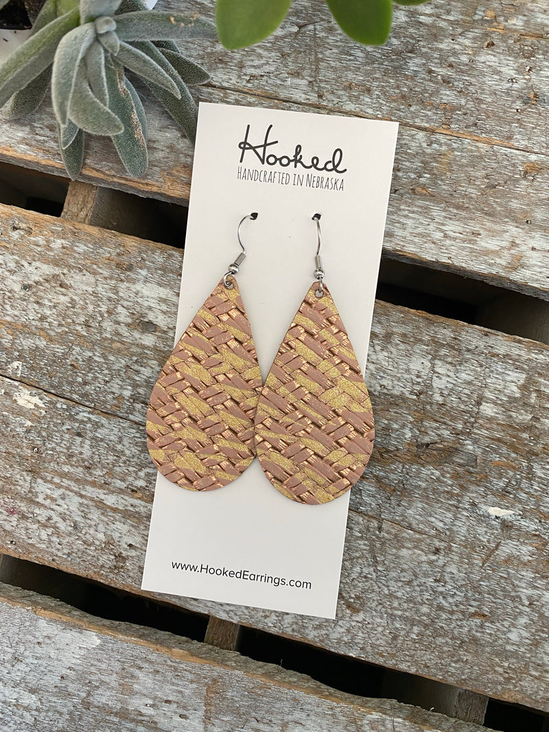 Double Gold Criss Cross Teardrops - Medium