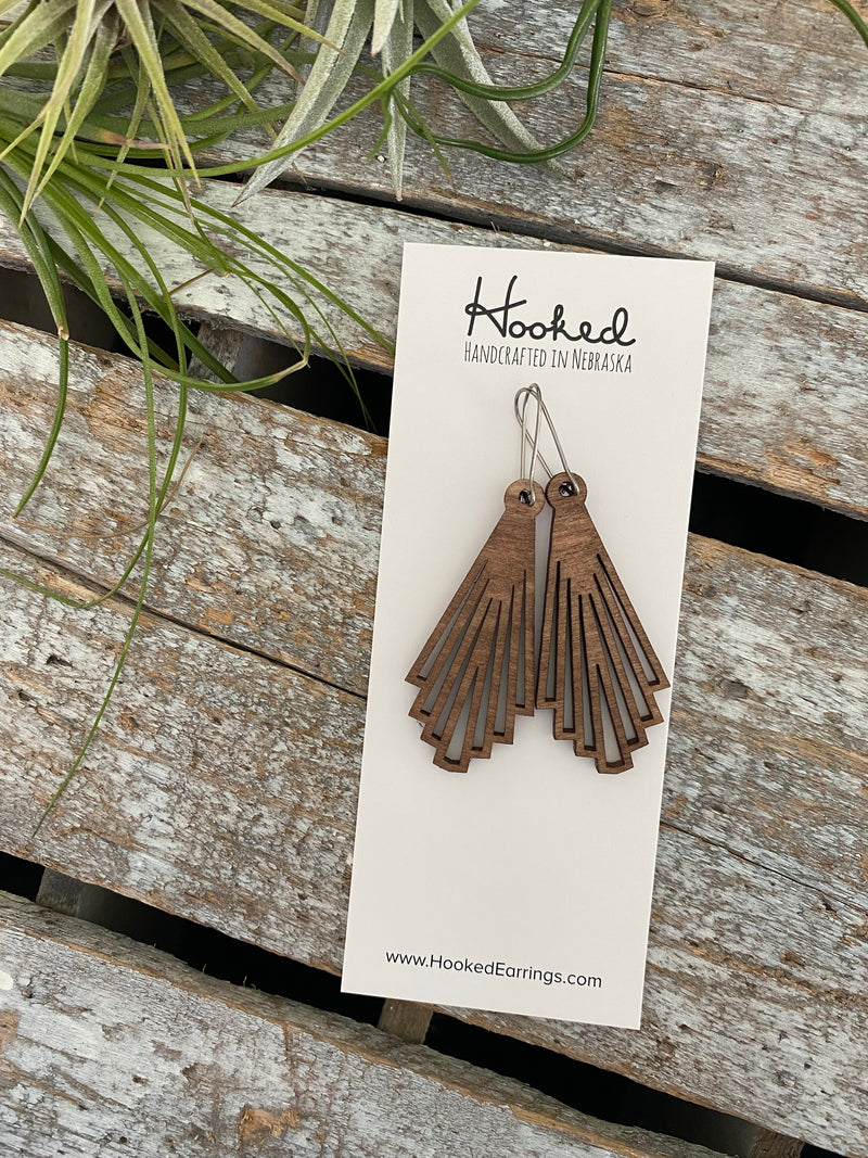 Wooden Deluxe Cutout Earrings - Small/Medium Ash Leaf