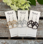 Wooden Cutout Earrings - Paw Print - Custom Colors