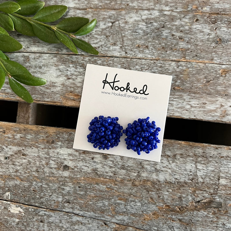 Crystal Dome Beaded Studs - Royal