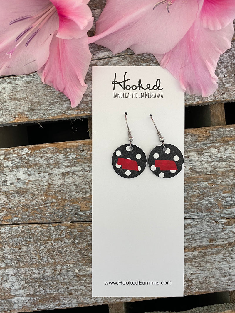 Nebraska State Pride Minis in Black and White Dotties w/Red
