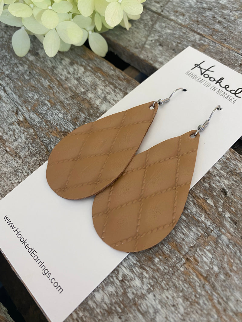 Quilted Camel Teardrops - Medium