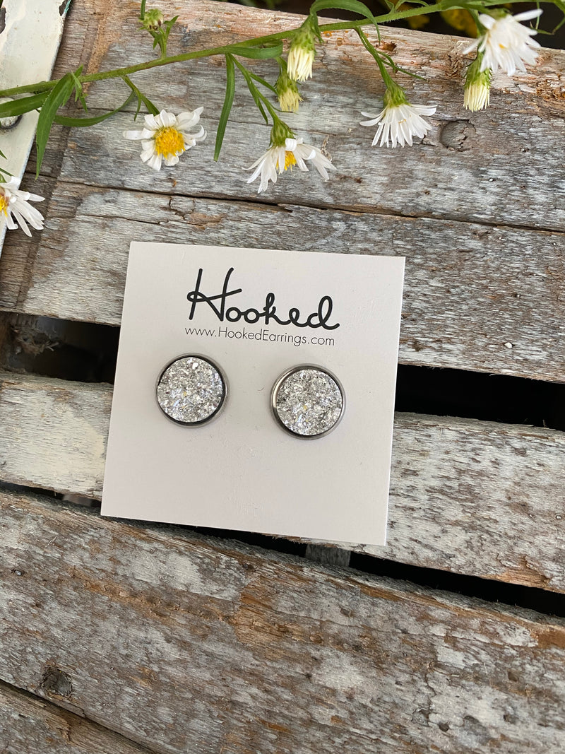 Druzy-Style Round Studs - Neutrals - 12mm