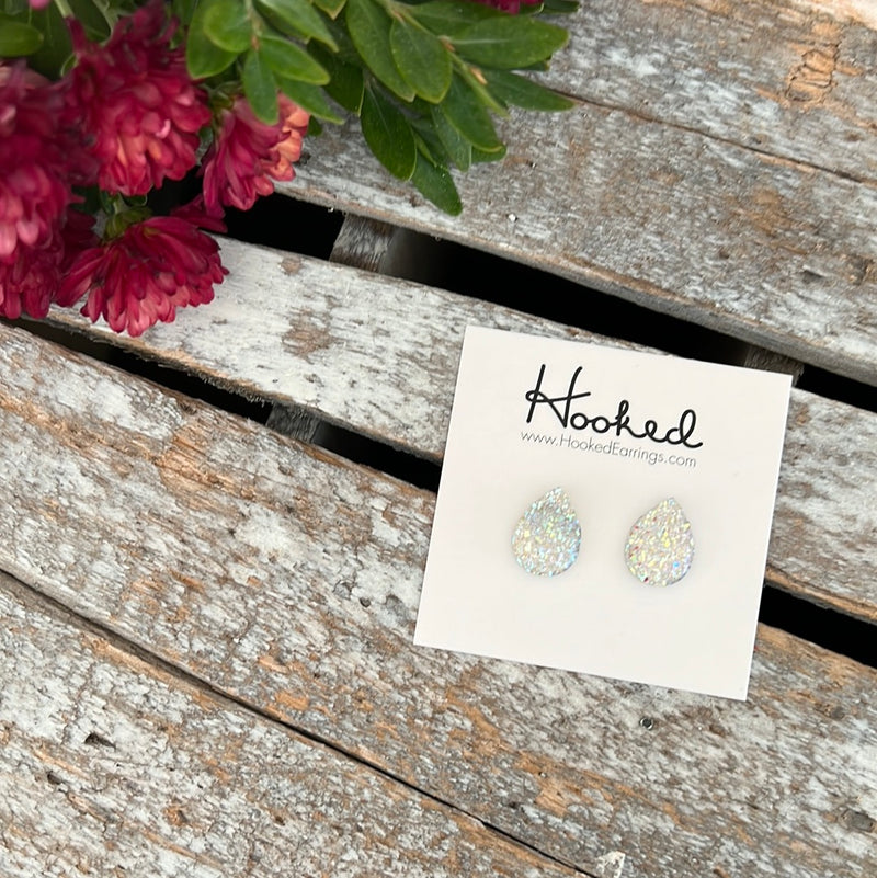 Sparkling Teardrop Studs - Small