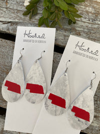 Nebraska State Pride Teardrops in Marble/Red- Medium