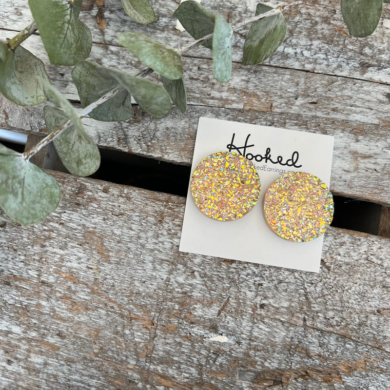 Dazzling Deluxe Druzy-Style Studs in Champagne - 25mm
