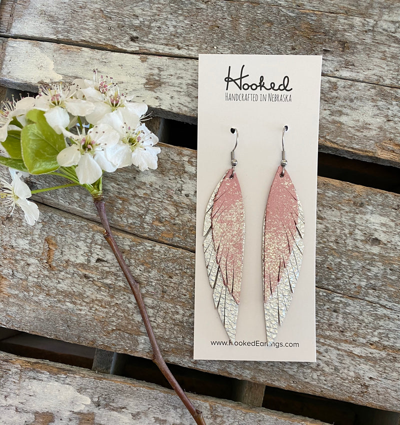 Pink & Silver Layered Angel Wings - Large