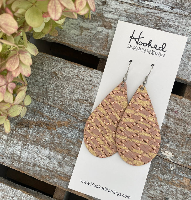 Double Gold Criss Cross Teardrops - Medium