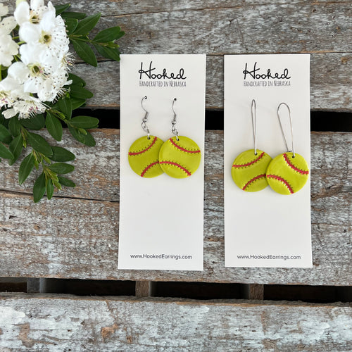 Play Ball Clay Earrings - Softball