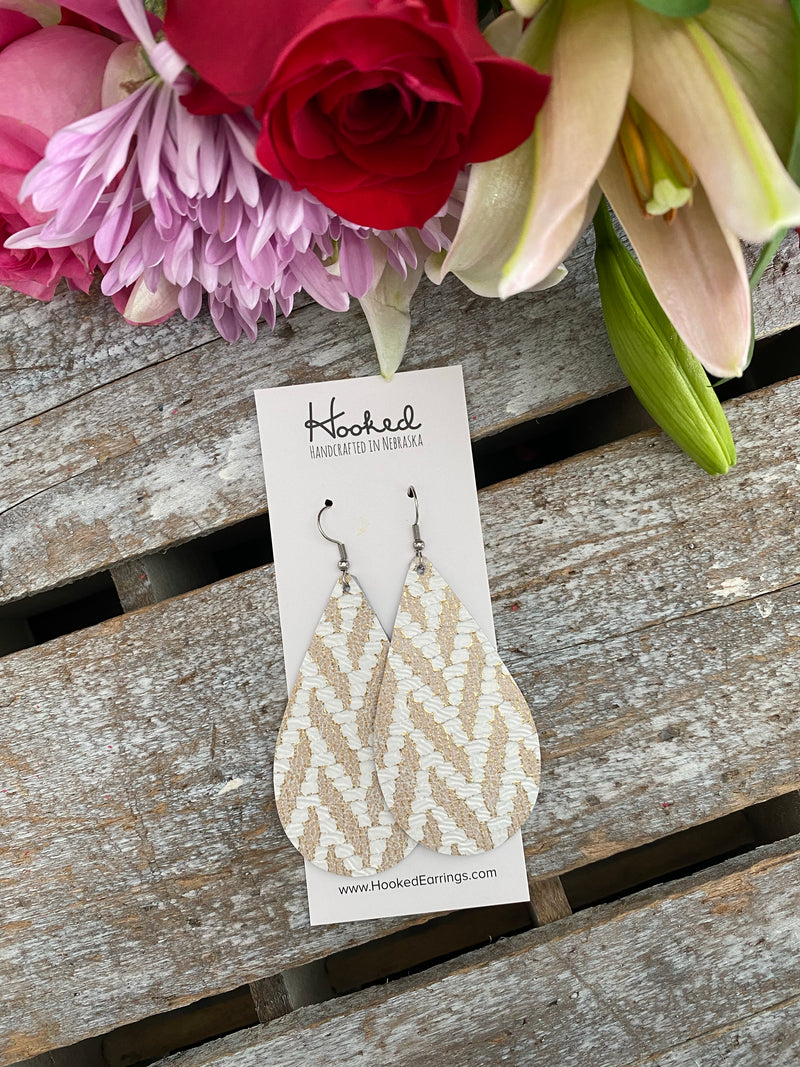 Sparkly Gold Chevron Teardrops - Large