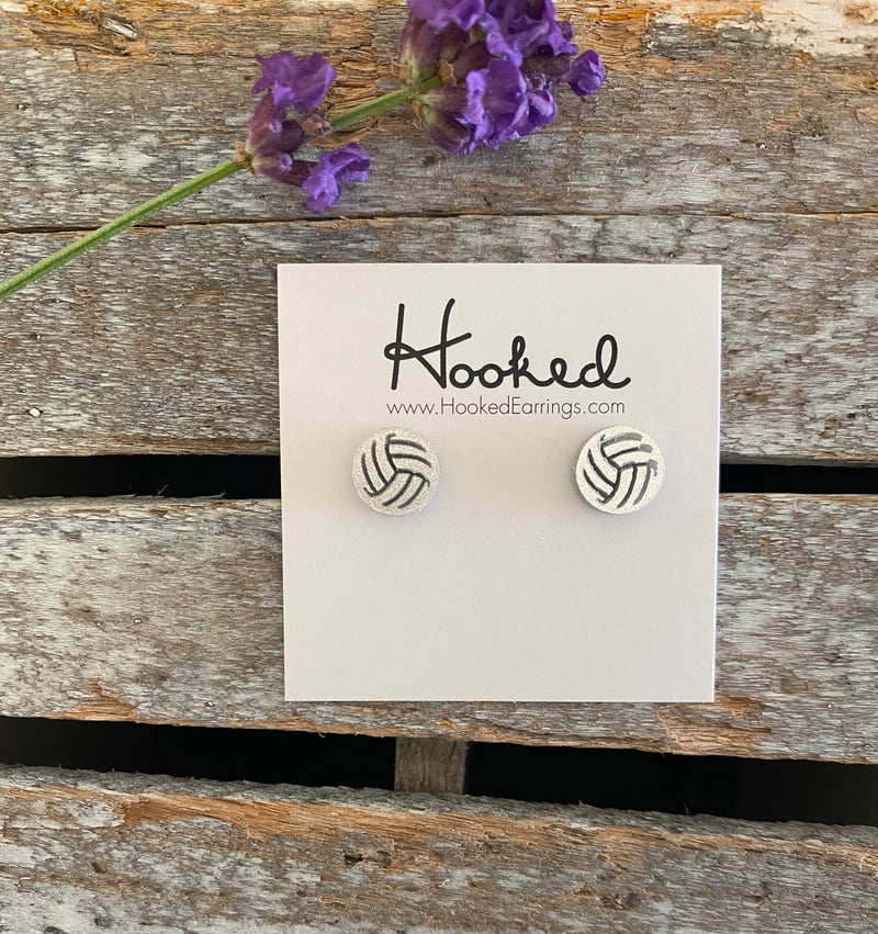 Volleyball Glitter Studs - 10mm