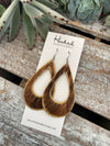 Chestnut Cowhide Teardrop Cutouts // Gold Edged - Large, HAIR ON