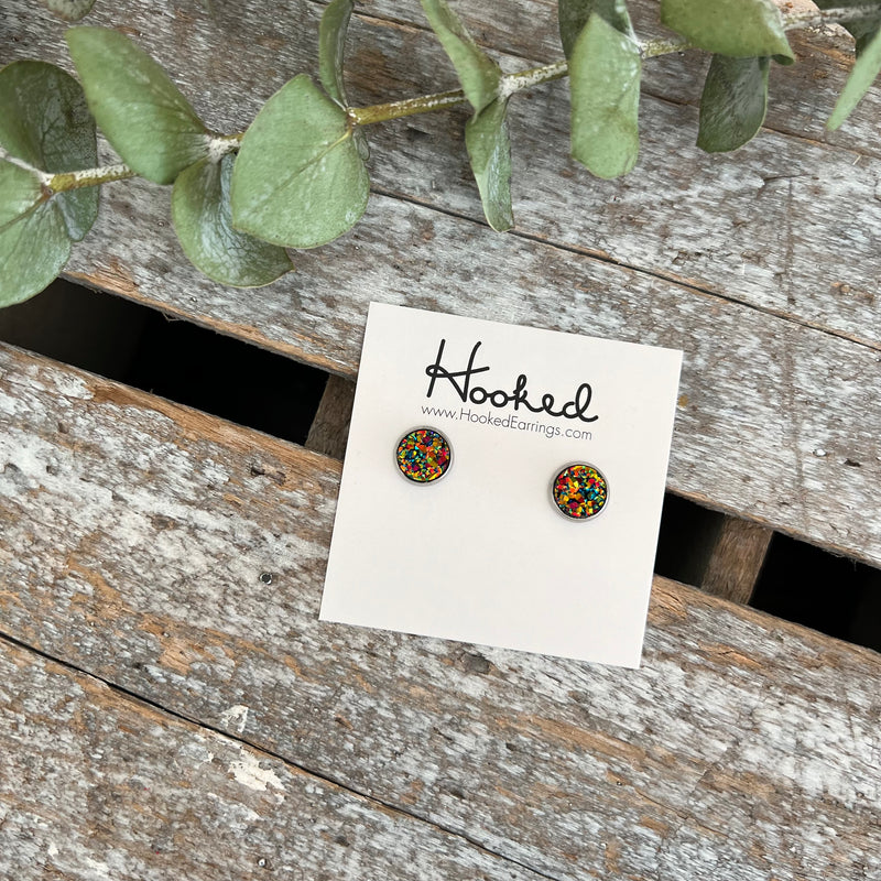 Druzy-Style Round Studs - 8mm