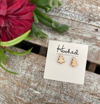 Wooden Tree Stud Earrings - 12mm