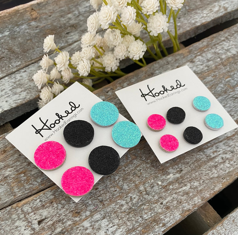 Tres Chic - Glitter Leather Stud Collection - 16mm