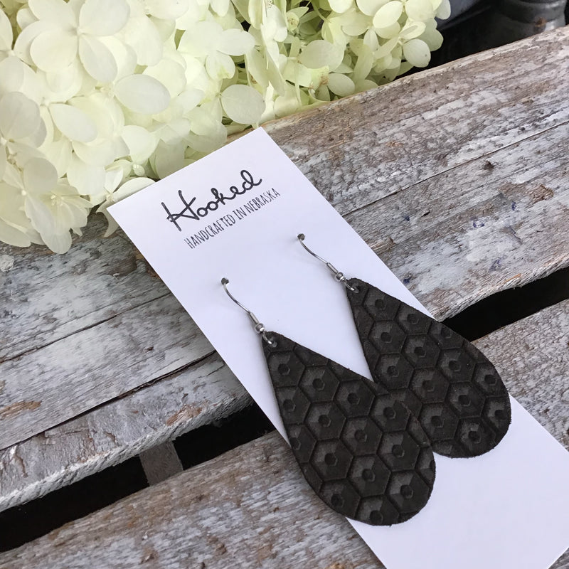 Little Black Hex Teardrops - Medium