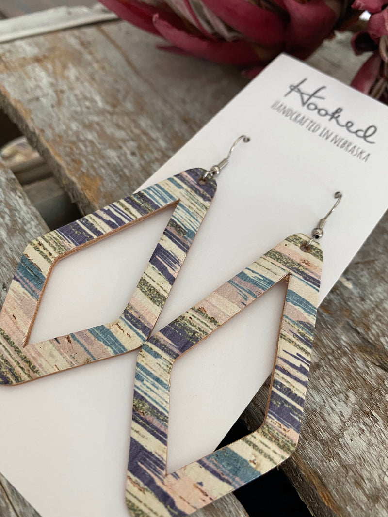 Diamond Cutouts in Watercolor Stripe Cork  - Large