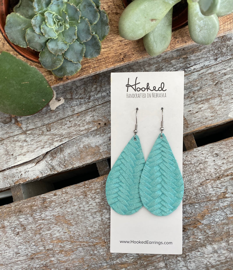 Aqua Braided Teardrops - Medium
