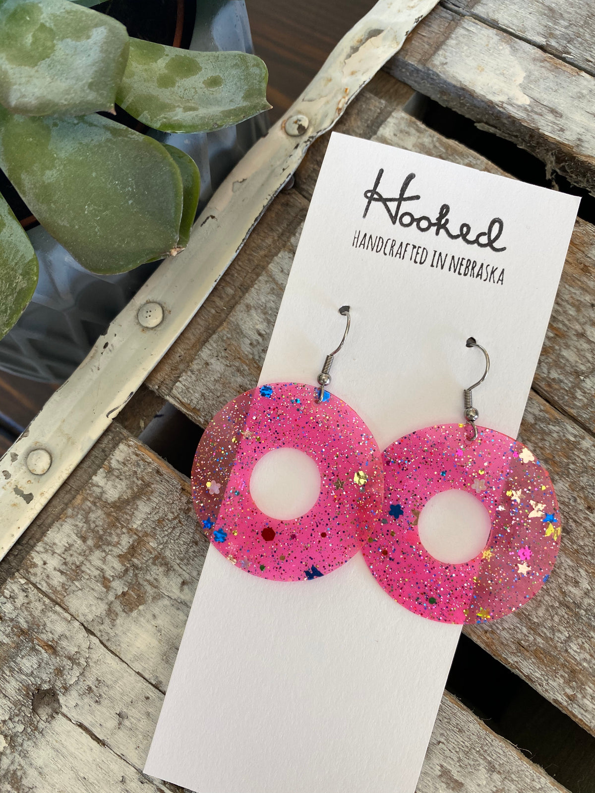 Pink Confetti Pool Float Earrings