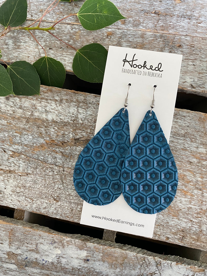 Hexagon Teardrops in Peacock - Large