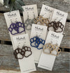 Wooden Cutout Earrings - Paw Print - Custom Colors