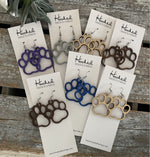 Wooden Cutout Earrings - Paw Print - Custom Colors