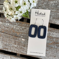 Deep Blue Rattan Cutout Earrings - Waterproof, Pool Ready