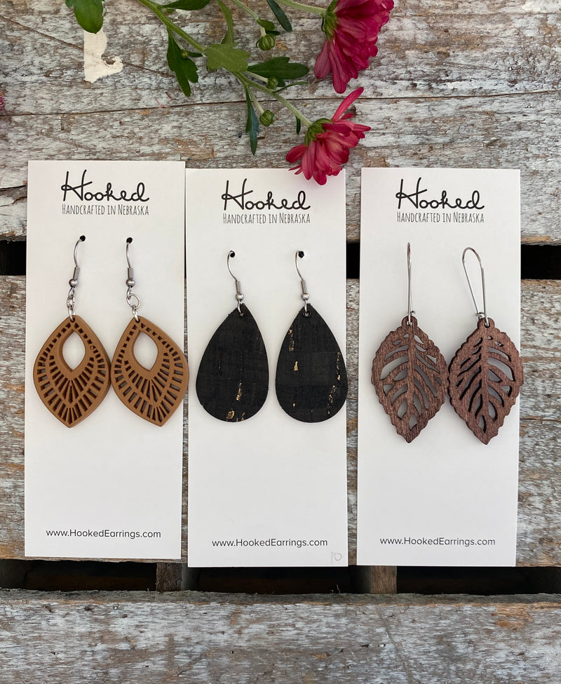 Wooden Deluxe Cutout Earrings - Small Aspen
