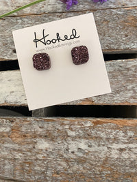 Druzy-Style Square Studs - 10mm
