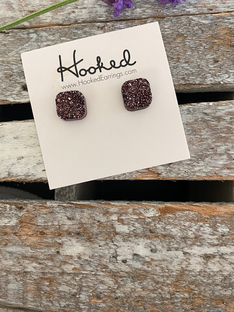 Druzy-Style Square Studs - 10mm