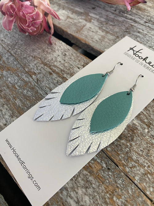 Aqua and Silver Fringe Layered Petals