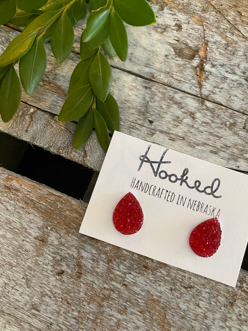 Sparkling Teardrop Studs - Small