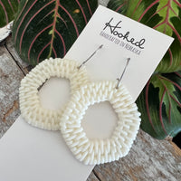 Cream Rattan Cutout Earrings - Waterproof, Pool Ready