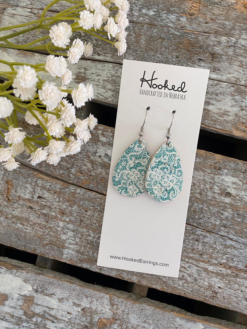 Lacey Cork Teardrops in Tiffany - Small