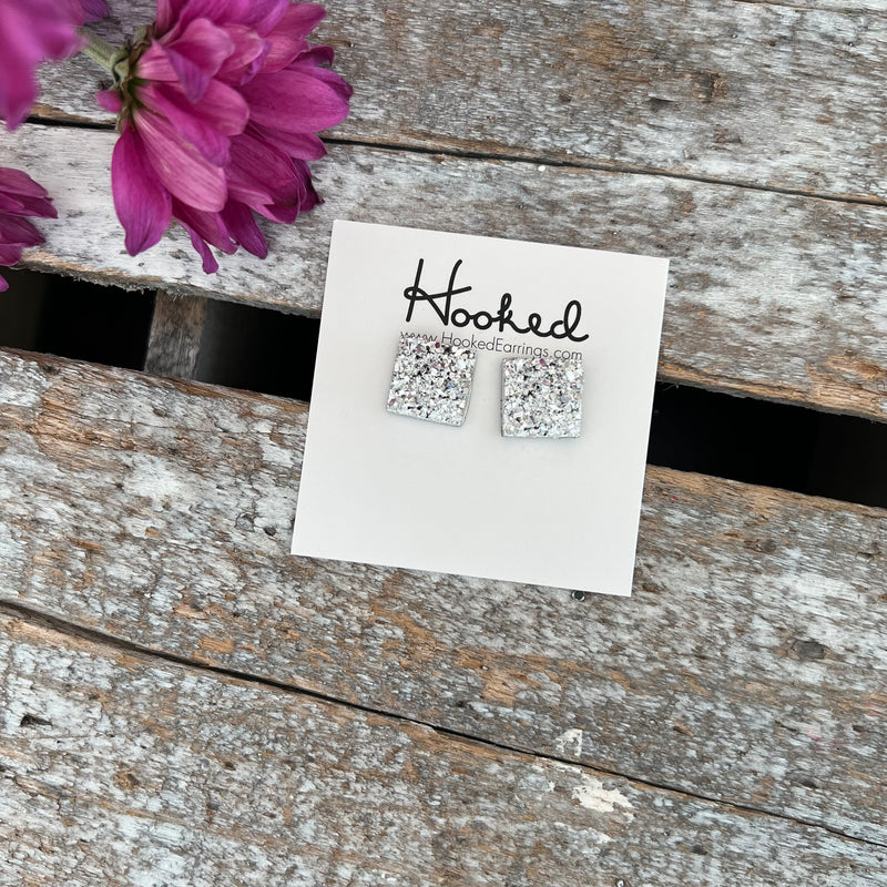 Druzy-Style Square Studs - 12mm