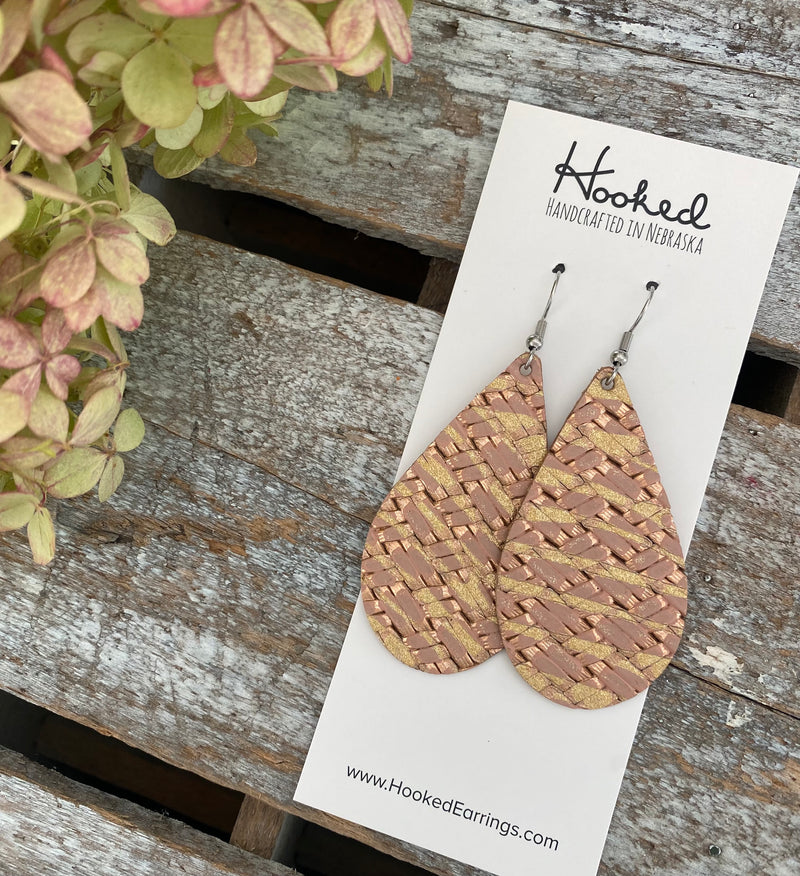 Double Gold Criss Cross Teardrops - Medium