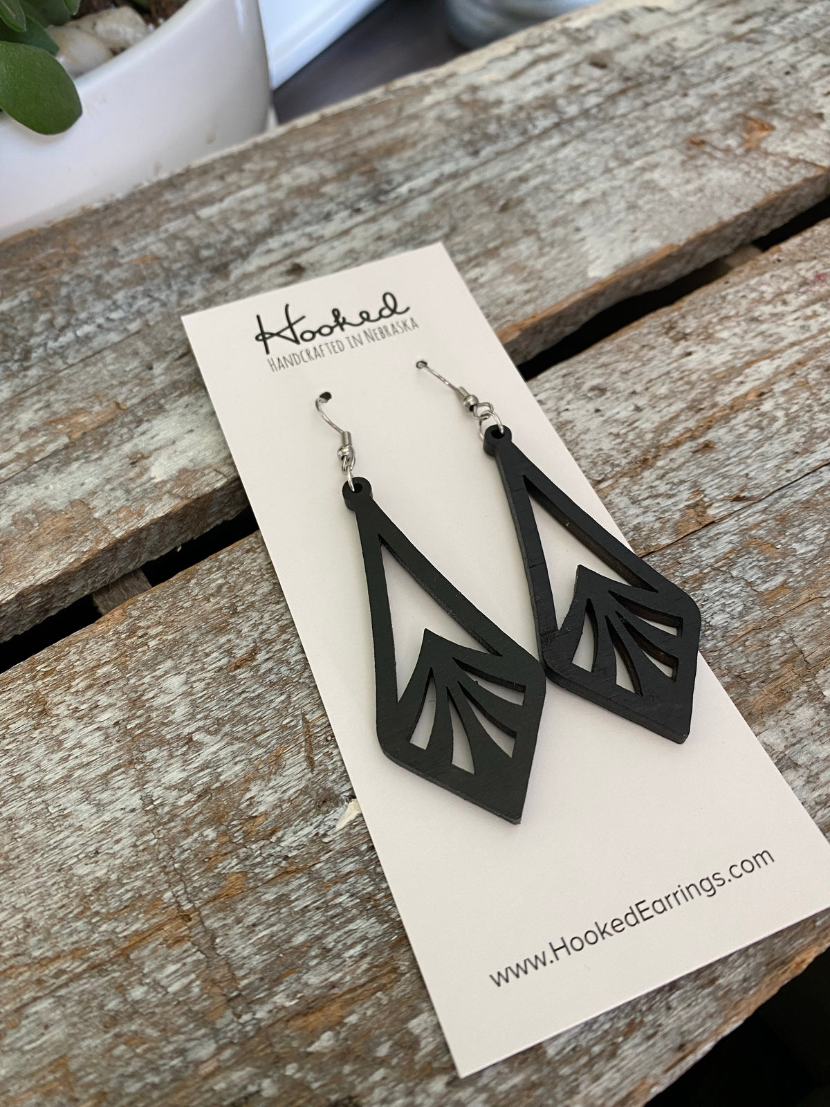 Wooden Cutout Earrings - Medium Diamond Deco