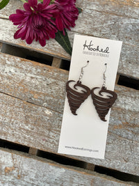 Wooden Cutout Earrings - Tornado - Custom Colors