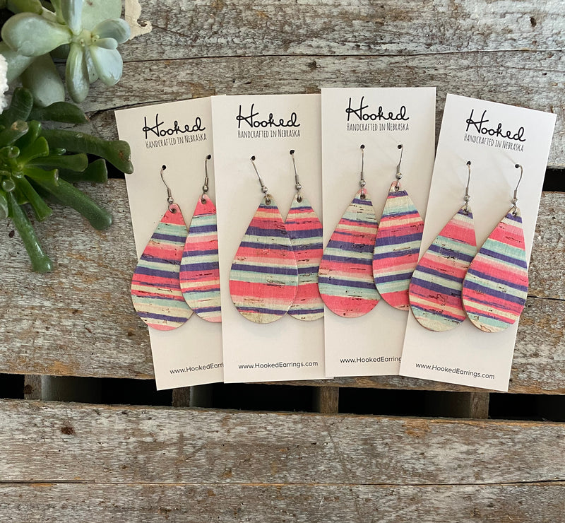 Havana Stripe Cork Teardrops - Medium