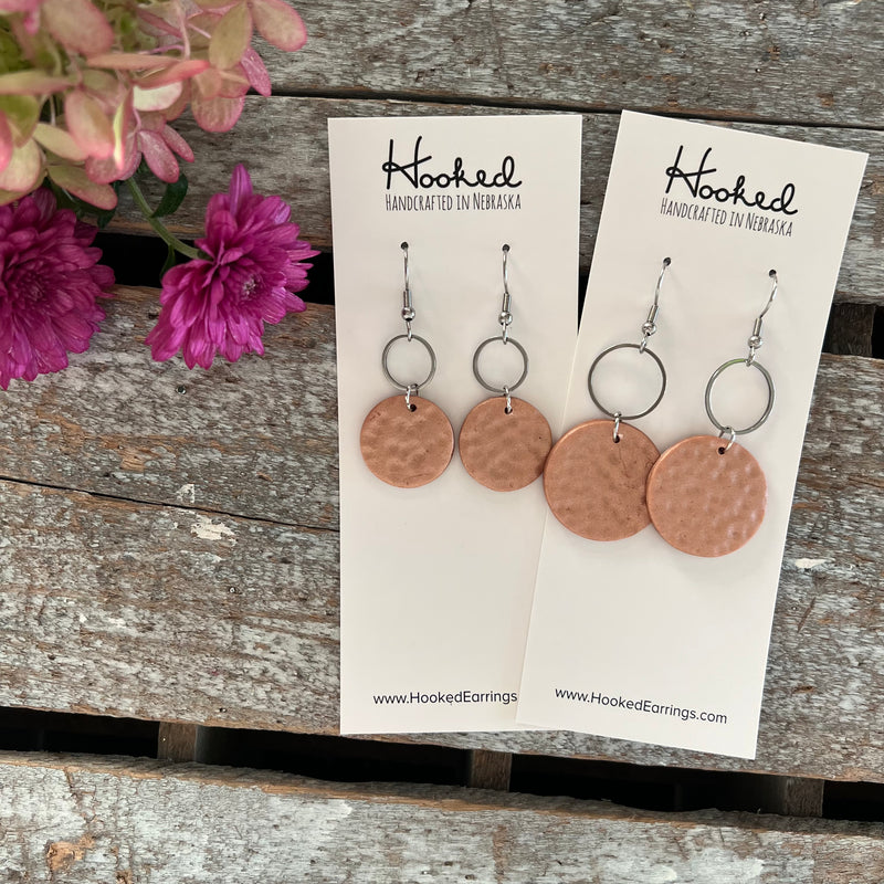 Hammered Copper Stacked Circles - Small