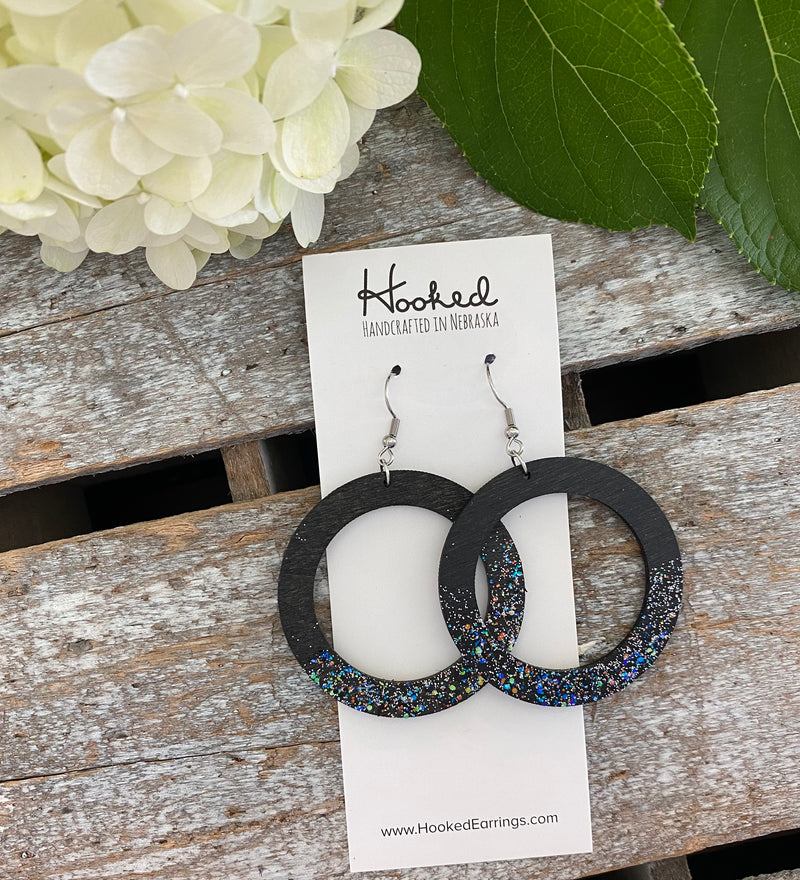 Cosmic Glitter Wooden Hoops - Medium