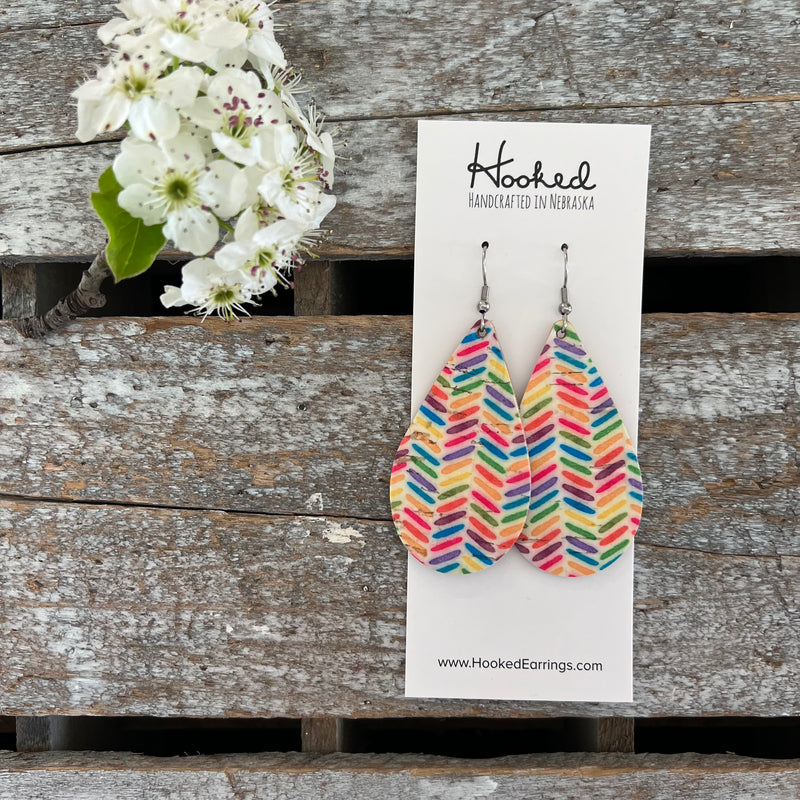 Rainbow Chevron Birch Teardrops - Medium