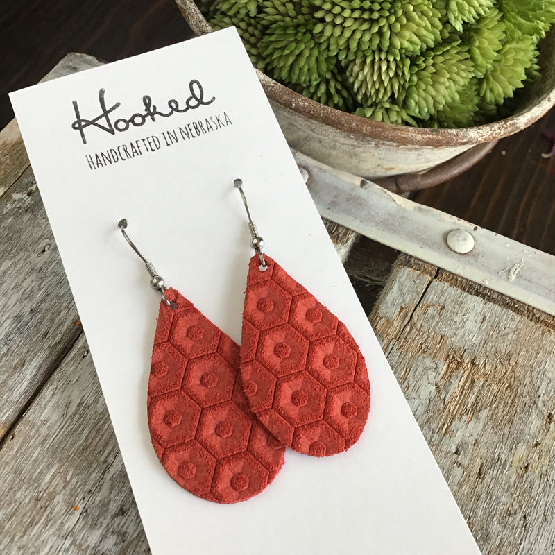 Hexagon Teardrops in Scarlet - Small