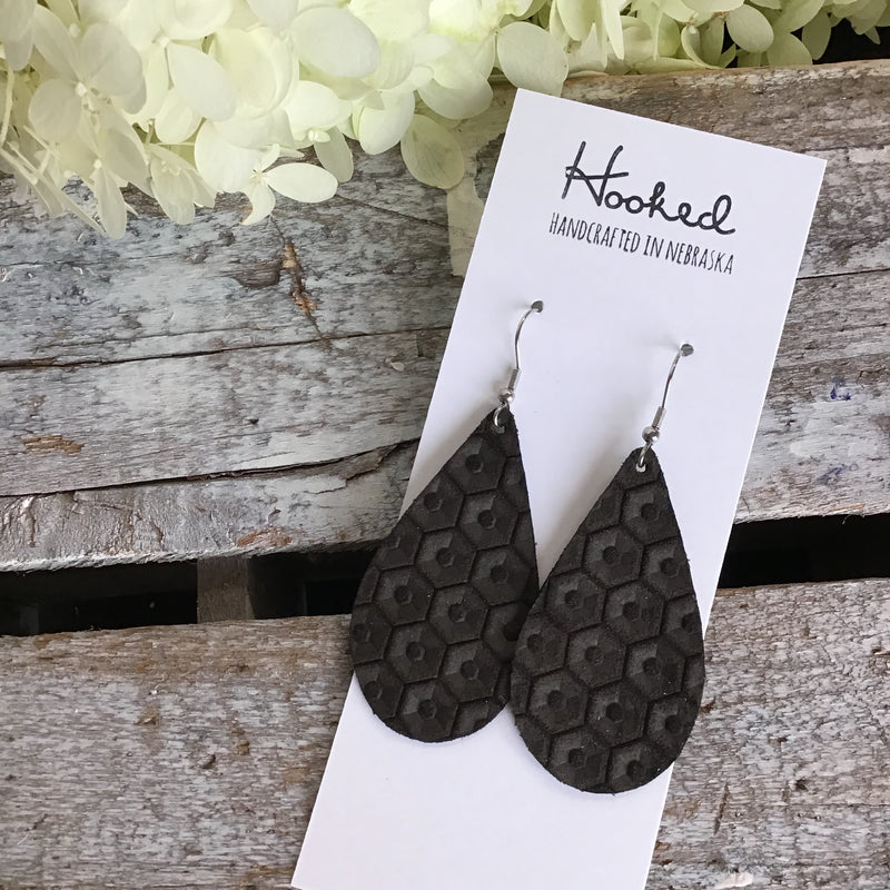 Little Black Hex Teardrops - Medium