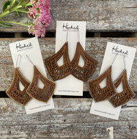 Wooden Deluxe Cutout Earrings - Large Oak