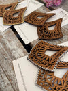 Wooden Deluxe Cutout Earrings - Large Oak